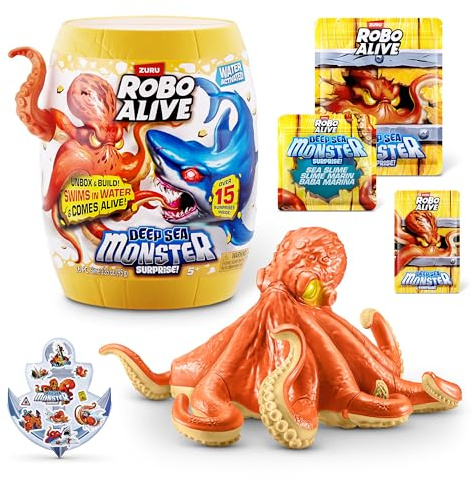 Robo Alive Deep Sea Monster Surprise (Octopus) by ZURU, Surprise Unboxing and Electronic Animal Toy for Boys