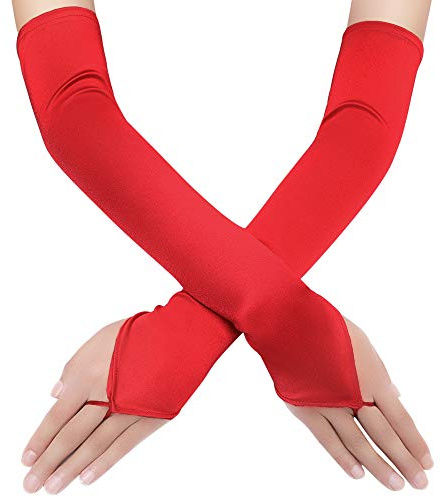 Coucoland Handskar dam långa med enkel opera fest halvhandskar dam karneval kostym accessoarer