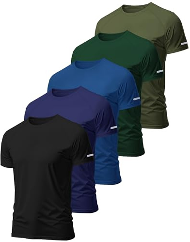 Hioutdoor Men's Sports T-Shirts for 3 or 5 Pack Functional Shirt Fitness Short Sleeve Men Breathable Quick-Drying Training Shirt Running Shirt Short Sleeve Bodybuilding