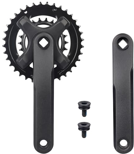 ZUKKA Fahrrad Kurbelgarnitur 22T/36T for 8/9/10 Gang 175mm Arm aus Aluminiumlegierung für MTB Mountainbike Getriebe Vierkant Getriebe,Schwarz