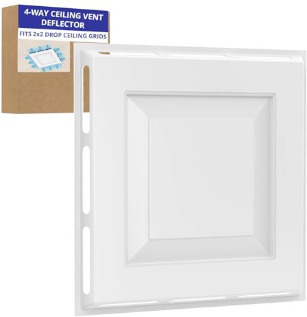 HOMEEZ Original 4-Way Ceiling Vent Deflector 24x24 - Heavy-Duty ABS Air Diverter for 2'x2' Drop Ceiling, No Tools Required, Even Air Distribution for Office & Commercial Spaces
