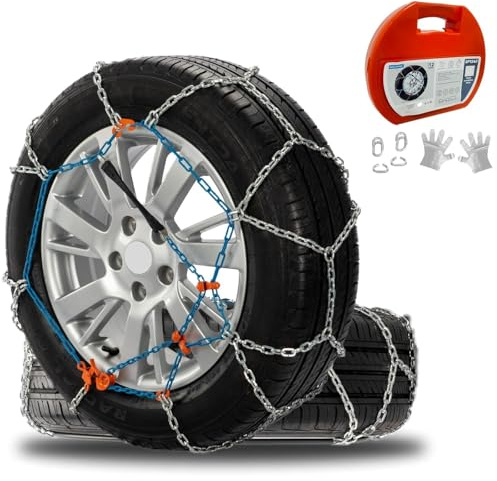 Snow Chains for Cars, SUVs & Pickup Trucks – Quick Fit, Easy Installation, Reusable Universal Tire Chains for Winter Emergency Traction (Set of 2)