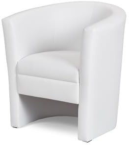 KHG Cocktailsessel weiß - Kunstleder, 73x78x60 cm, Sitzhöhe 42cm, Sitzbreite 46cm, Schaumpolsterung, Schlichtes & Zeitloses Design, ideal für Wohnzimmer, Leseecke, Gästezimmer, Bürosessel