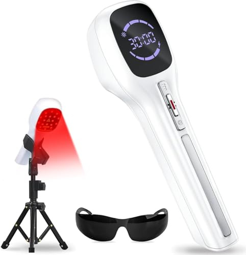 ORISARY Dispositivo luce rossa fredda, Terapia LLL Laser, 4000 mAh, 4×808nm+14×650nm, Terapia Luce Rossa Dispositivo per benessere muscoli e articolazioni, uomo e animali (bianco)