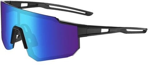 Wieerda Cycling Sunglasses, Sports Polarized Sunglasses for Men and Women, UV 400 Protection Polarised Sun Glasses for Baseball Running Golf Driving Fishing Goggles (Black Blue)