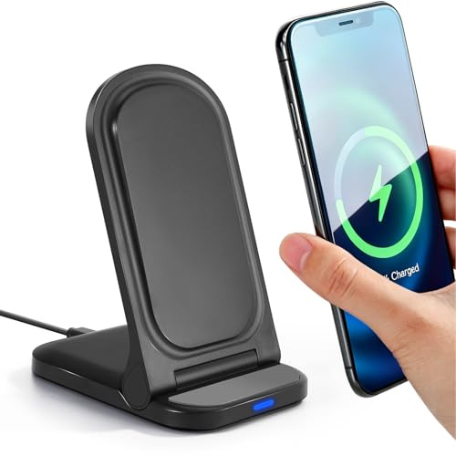 15w Caricatore Wireless per iPhone, Ricarica Wireless per Samsung Galaxy S26/S25/S24/S23/S22/S22+/S21/S20/S10/S9/S8/S7 Note 20, Base di Ricarica per iPhone 17/Air/16/15/14/13/12/11/X/XS/XR/8/8 Plus