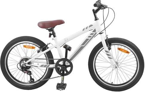 QUAHEAS Mountain bike da 24 pollici, 6 velocità, per bambini di 8-12 anni, manubrio regolabile, telaio in acciaio, con campanello, cavalletto, riflettori, due ruote leggere per città, fuoristrada