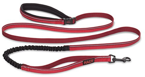 Correa Activa para Perros HALTI- Asa con acolchado de neopreno, tejido reflectante 3M y amortiguador. Correa Manos Libres, Ideal para Pasear con Perros Medianos y Grandes (Talla L, Rojo)