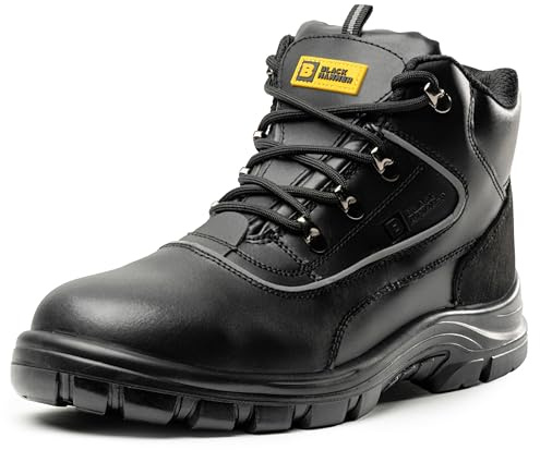Black Hammer Mens Safety Boots Steel Toe Cap S3 SRC Work Shoes Ankle Leather 7752 (13 UK)