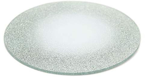 Round Glitter Glass Mirror Candle Plate Stand - Silver Sparkle Candles Coaster 15cm
