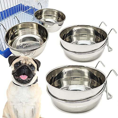 2 x mangiatoia per cani in acciaio inox con gancio contenitore per alimenti 4 dimensioni ciotola per cibo appeso per uccelli pappagallo animale piccolo cane BPS-11132 * 2