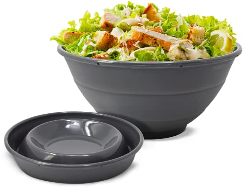 Coolinato - Bol pliable silicone platine 24 cm gris - Saladier repliable camping pour conserver, servir & garder aliments - Chaleur-Résistant & lavable au lave-vaisselle pour cuisine & déplacement