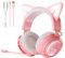 Somic Gaming-Kopfhörer mit Mikrofon, Katzenohr-Kopfhörer, kabelgebundener 3,5-mm-Kopfhörer mit einziehbarem Mikrofon-Geräuschunterdrückung, für Xbox One, PS5, PS4, PC, Pink