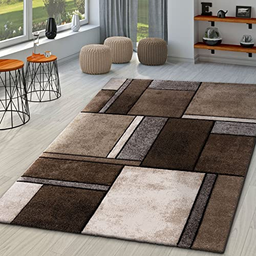 TT Home Tappeto Camera Da Letto Soggiorno Pelo Corto Moderno Vintage Astratto Disegno Geometrico, Colore:Grigio Beige Marrone, Dimensione:80x150 cm