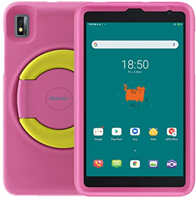 Blackview Tab 6 Kids – 4G pekskärm surfplatta för barn – 8 tum HD+ skärm – 3 GB + 32 GB – integrerad barnsäkerhet med ögonskydd – robust och fallsäker, med fodral – Android – europeisk version – rosa