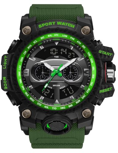 RORIOS Relojes Deportivos para Hombre Multifuncional Militar Relojes Resistente al Agua Digital Relojes con Alarma Electrónica Relojes de Pulsera