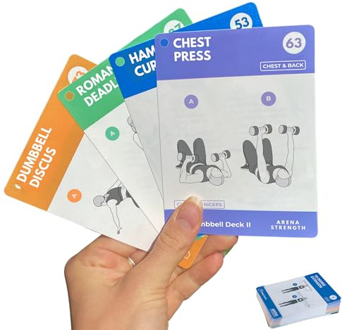 Arena Strength Dumbbell Fitness Workout Cards Part 2 - Instructional Deck With 53 Exercises and 6 Pre-Done Routines