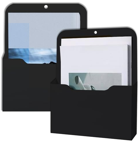 thirei 2 Stücke Magnetischer Papierhalter Dokumentenhalter, A4 Papiere Magnetischer Aktenhalter, Bürobedarf Aufbewahrung Briefhalter, Organizer, für Whiteboards, Kühlschrank, Schwarz