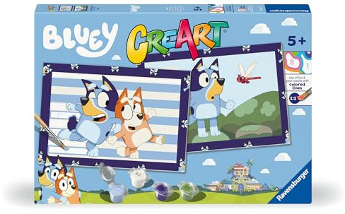 Ravensburger - Creart Junior: Bluey | Manualidades Niños 5+ Años | Cuadros para Pintar por Numeros | Kit Pintura Niños | Pintura por Numeros | Regalo Original