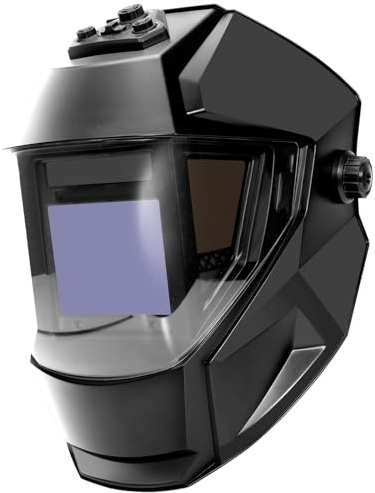 HYCHIKA Masque de Soudure Auto Darkening - Large Vue 10x9cm Casque de Soudure, Masque de Soudure Solaire et alimenté par Batterie, 4 capteurs Haut de Gamme Large Abat-Jour 4/5-9/9-13 Cap de Soudure