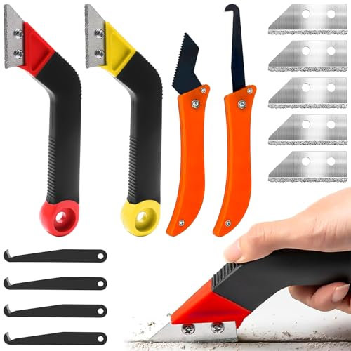 TTYSHIP® 13 Pezzi Strumento per la Rimozione delle Fughe, Raschietto per Fughe Piastrelle con 9 Lame di Ricambio, Raschietto per Pulire Fughe per Pulizia Piastrelle