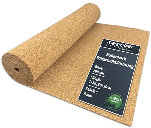 TRECOR korkunderlägg, stegljudsisolering - 6 mm tjock - För laminat- och parkettgolv - Du köper (10 m²)