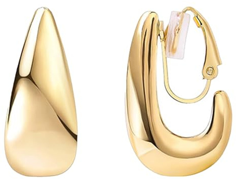 FENGCHUANG Clip on Earrings for Women Hypoallergenic Non Pierced Clip Earrings Gold Jewelry Sets Bridal Pendant Jewellery (Water Drop Shape)