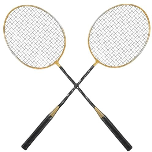 WANGBINGXING Badminton Set Racchetta da Badminton in Lega Divisa, Racchetta in Oro Nero for Giocatori di, Esercizio(with Ball Hand Glue)