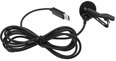 Akozon Micrófono Lavalier Omnidireccional En Las Manos Micrófono Con Cable Dispositivo De Interfaz Tipo C, Lavalier Profesional Grabación De Vídeo, Entrevistas Y Enseñanza En Línea