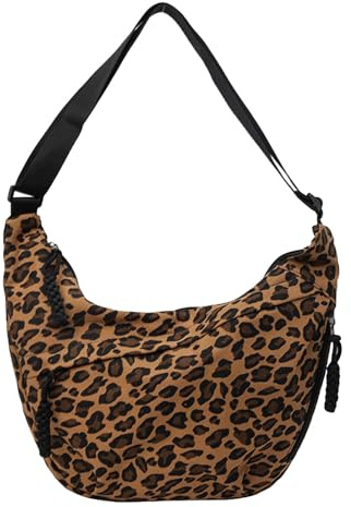 Generisch Bolso bandolera mujer media luna bolso bandolera nylon crossbody bag mujer múltiples bolsillos hombro con correa de hombro ajustable leopardo/color sólido gran capacidad para viajar