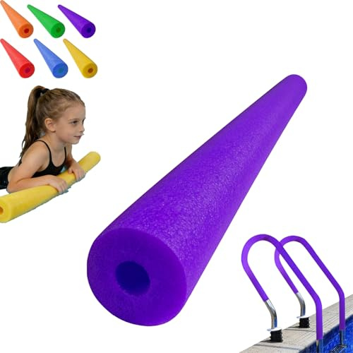 Long Pool Noodle Foam, Hollow Foam Pool Swimming Noodles, Floating Foams Tube Aid Woggle Logs Pools Noodles with Hole, Colorful Water Exercise Pools Swimming Aid Noodle for Kids & Adults (Purple)
