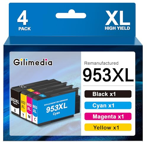 953XL Cartuchos de Tinta Compatible con HP 953XL 953 Cartucho Multipack para HP Officejet Pro 8710 8715 8740 8720 8718 7730 8728 8719 7740 7720 8730 8725 8210 8218 Impresoras (4 Pack)