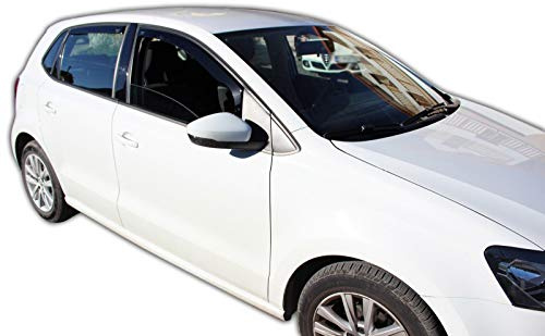J&J AUTOMOTIVE Heko Déflecteurs d'air et de Vent pour Volkswagen Polo 5 6R 5P. Berline 2009-2017, Lot de 4pcs, Teintés, Avant et Arrière, Aérodynamique