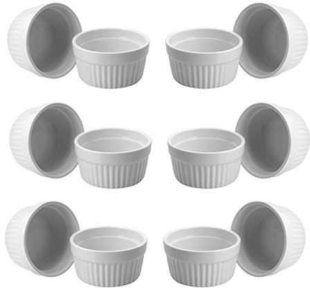 ToCi 12 x Soufflé Förmchen Ø 9 cm - Creme Brulee Schälchen | Ofenfeste Keramik Förmchen je 185 ml | Dessertschale Pastetenförmchen für Ragout Fin Schoko-Souffle
