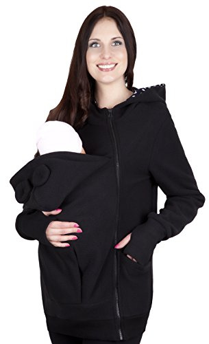 Mija - Maternité chaude Sweet ? capuche / Pull pour deux / Pour porter les bébés 4019A (EU 42, Noir)