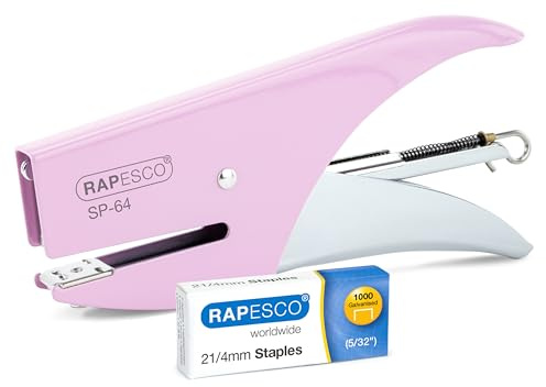 Rapesco 1377 SP-64 Cucitrice a Pinza e 1000 Punti Tipo 21/4 mm, Capacità 12 Fogli, Rosa