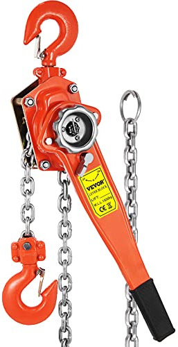 Happybuy Hoist 6600 lbs Manual Chain Included with Steel Cable Lift Lever, Orange