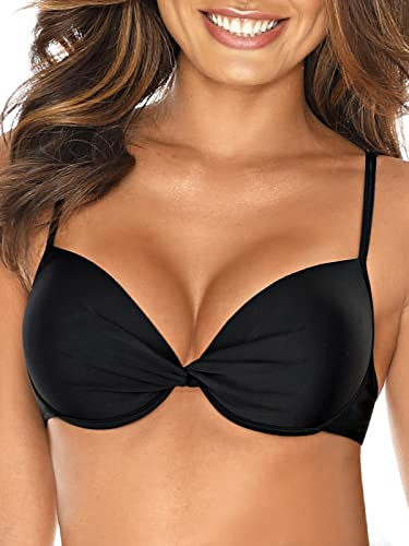 RELLECIGA Women's Black Push Up Bikini Top Twist Front Underwire Bathing Suit Size Small