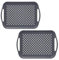 Taylor & Brown 2 x Set of Anti-Slip Rectangular Non-Slip Top and Bottom Plastic Dinner/Drinks Serving Tray with High Grip Rubber Surface, Easy Grip Handles (2 Grey)