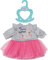 Zapf Creation 830567 BABY born Little Kleider rosa 36 cm - rosa Puppenkleid mit Tüll-Rock und grauem Pullover