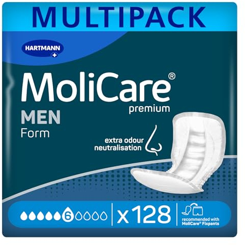 Molicare Premium Form MEN 6 Tropfen, für mittlere Inkontinenz: hohe Sicherheit, extra Auslaufschutz und Diskretion für Männer, zu verwenden mit MoliCare Premium Fixpants, 4x32 Stück