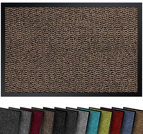 comflor Hochwertige Fußmatte Braun-Schwarz 40x60 groß für Innen & Außen - Schmutzfangmatte rutschfest, waschbar & wetterfest - Fussmatte für Eingangsbereich & Aussenbereich - Läufer Flur dünn