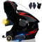 Bluetooth Motorradhelm, Vollvisierhelm mit 2 Fahrern Helm Bluetooth Intercom DOT/ECE Genehmigt, Leicht, Klapphelm mit Doppelvisier, Modularer Helm für Erwachsene Männer Frauen S~XL