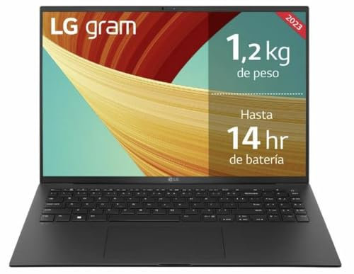 LG gram 16Z90R-E.AD78B Ordenador Portátil 16 Pulgadas, Intel Core i7, 32GB RAM, 1TB SSD, NVIDIA RTX3050 4GB, Panel IPS antirreflejo, WQXGA, 1.29 kg, 22.5 Horas, Windows 11 Home, Negro, Teclado QWERTY