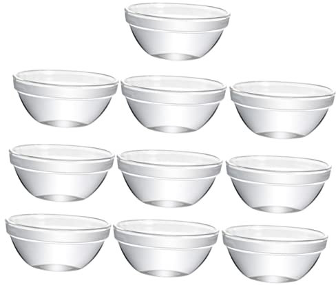 Cabilock 10pièces Lot De Petits Bols à Salade Verre Transparents Et Empilables Adaptés Pour Puddings Cas Capacité Usage Quotidien