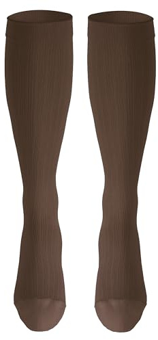 NuVein Calcetines de compresión para hombre, soporte de 30-40 mmHg, estilo de pantalón de vestir, hasta la rodilla, color marrón, talla L
