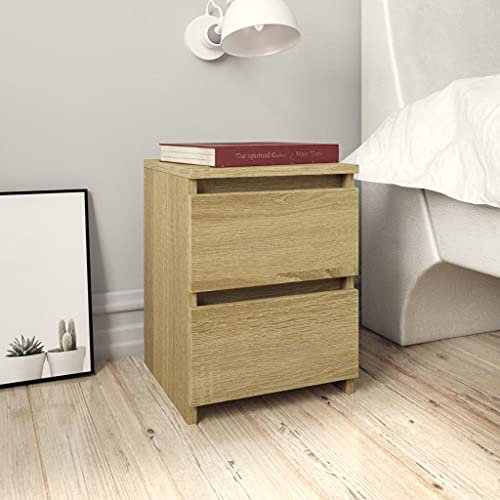 OHOOWOO Mesita de Noche aglomerado Color Roble Sonoma 30x30x40 cm,Mesita de Noche de Madera aglomerada Roble Sonoma con 2 cajones Mesillas de Noche