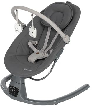 Bebeconfort Jolana, Babywippe elektrisch, 0–6 Mon (9 kg), automatische Bewegungserkennung, 12 beruhigende Lieder, 5 Naturgeräusche, verstellbare Rückenlehne, 2 Liegepositionen, Tinted Graphite