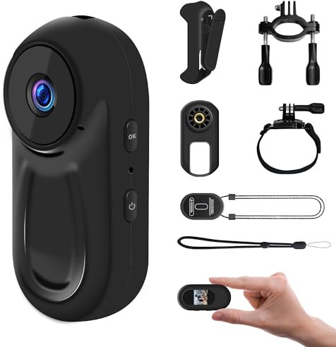NinjaCam Mini Action Cam, 1080P Actionkameras, Wearable Körperkamera, Motorrad Sportkamera mit Multifunctional Accessories, Daumen Bodycam, Mini POV Camera, Helmkamera, Outdoor-Kamera für Abenteuer