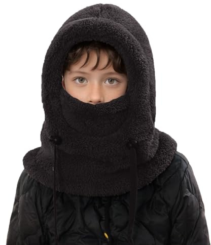 Générique Cagoule Unisexe Garcon Fille 3-10 Ans Bonnet Enfant Hiver Chaud Laine Fine Epais Ski Modo Mignon Protection d'oreilles Écharpe Chapeau Cape Bobs Ajustable